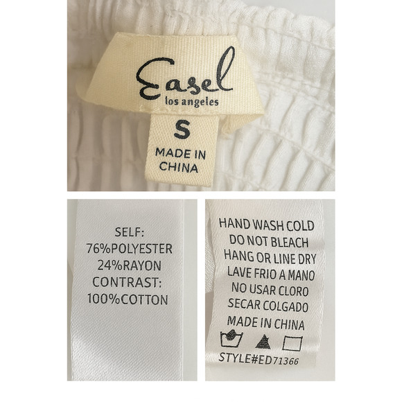 Easel NEW White Maxi Lined Dress 3 Tier Skirt BOHO Romantic Cottagecore Small - Picture 5 of 16